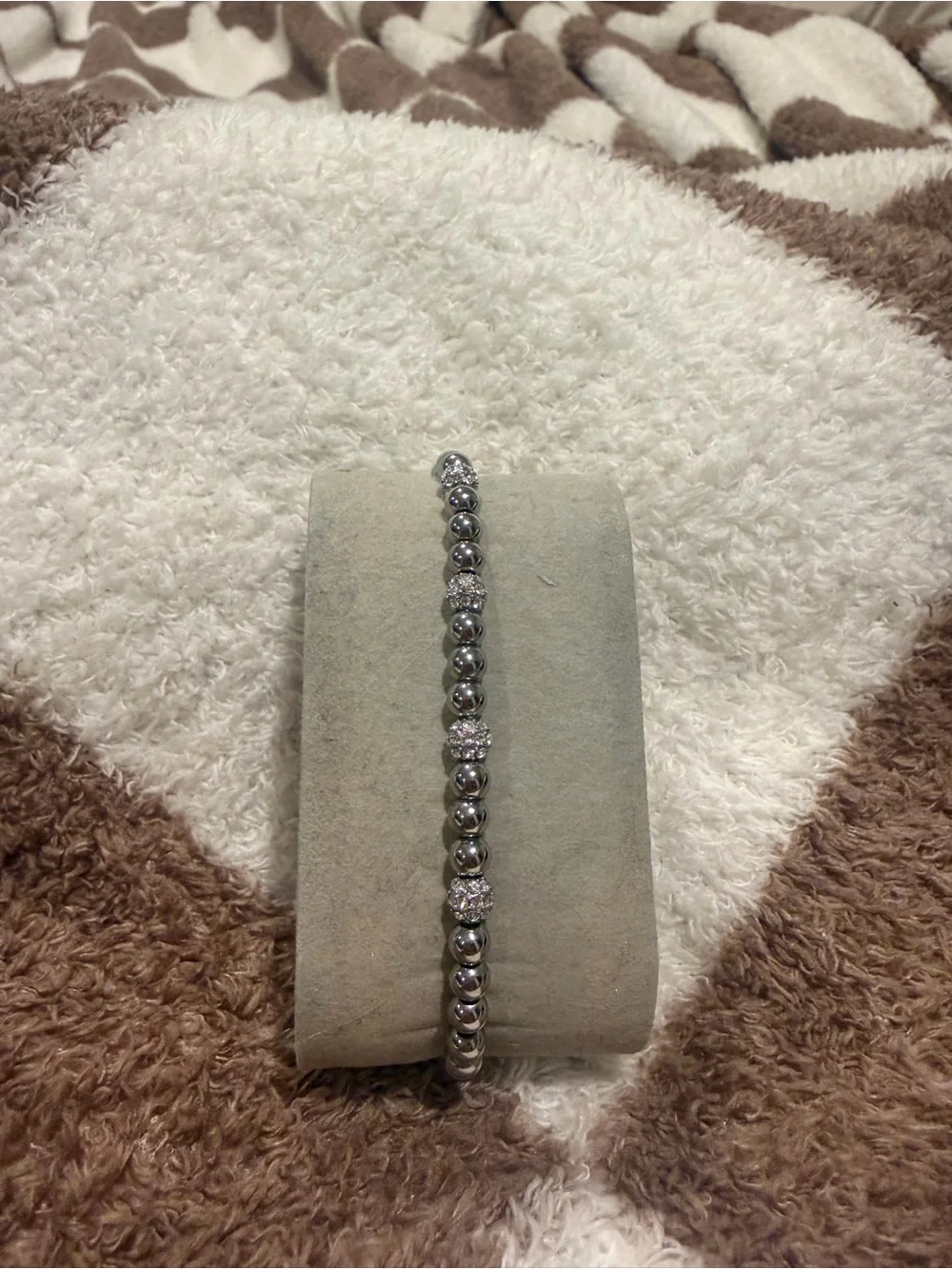 Michael Kors Silver-Tone Beaded Bracelet with Crystal Accents